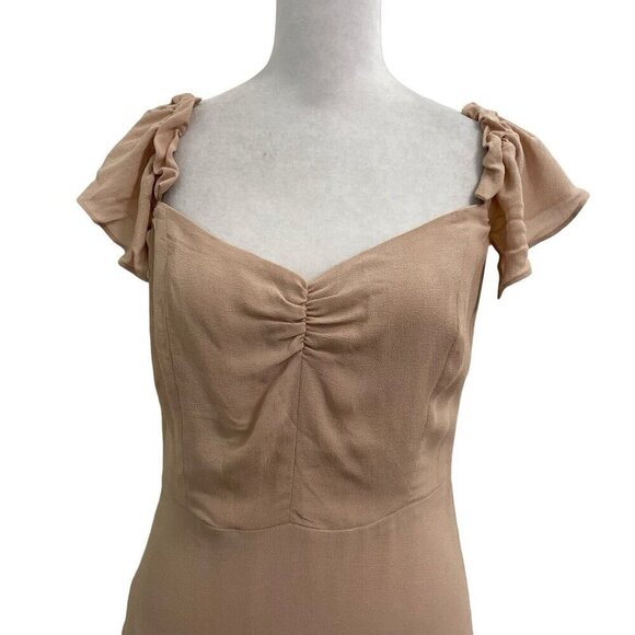 Reformation Off-the-Shoulder Crepe Ruffle Midi Dress Blush Pink size 6 Petite - Picture 4 of 8